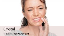  Presentation with disaster - Theme featuring healthcare disaster - woman with toothache background and a soft green colored foreground