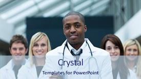  Presentation with healthcare diversity - Presentation having healthcare diversity - afro-american doctor leading his team background and a sky blue colored foreground