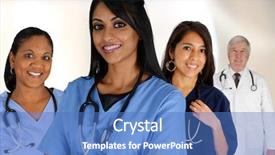  Presentation with nurses - PPT theme with healthcare diversity - group of doctors and nurses background and a teal colored foreground