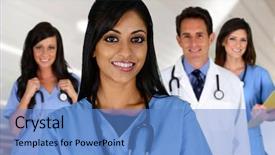  Presentation with icu nurse hospital patients - Cool new PPT theme with healthcare diversity - group of doctors and nurses backdrop and a  colored foreground
