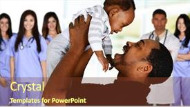  Presentation with nurses - PPT theme with healthcare diversity - group of doctors and nurses background and a tawny brown colored foreground