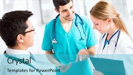  Presentation with healthcare diversity - Theme having healthcare diversity - portrait of a smart young background and a cyan colored foreground