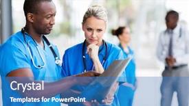  Presentation with healthcare diversity - PPT theme enhanced with healthcare diversity - professional doctors studying x-ray film background and a teal colored foreground