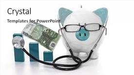  Presentation with piggy bank is evil - Beautiful PPT theme featuring news concept pixelated anchorman icon backdrop and a  colored foreground.