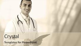  Presentation with medical education - Audience pleasing presentation theme consisting of healthcare education - smiling medical doctor with stethoscope backdrop and a  colored foreground