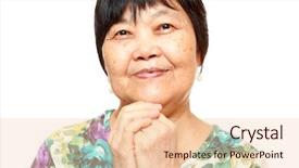  Presentation with elderly asian - Cool new presentation with healthcare elderly - asian woman on white background backdrop and a  colored foreground