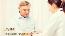  Presentation with medical mhealth healthcare concept - Cool new presentation theme with healthcare elderly and medical concept backdrop and a cream colored foreground