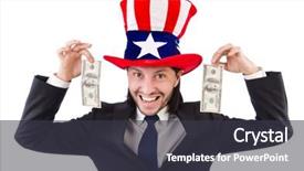  Presentation with dollar - PPT layouts consisting of healthcare election - man with american dollar background and a  colored foreground