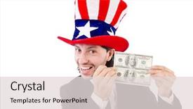  Presentation with american colleges - Colorful PPT theme enhanced with man holding corporate files in document binder backdrop and a gray colored foreground.