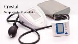  Presentation with blood pressure - Amazing PPT layouts having healthcare equipment - blood-pressure meter on white backdrop and a white colored foreground