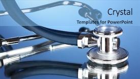  Presentation with medical equipment - Beautiful theme featuring healthcare equipment - medical stethoscope on blue background backdrop and a  colored foreground