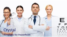  Presentation with eye medicine - Slide set having healthcare eyesight ophthalmology people background and a sky blue colored foreground