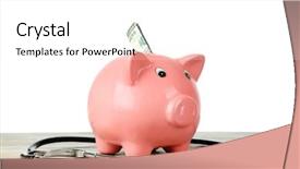  Presentation with pink and white - Audience pleasing presentation theme consisting of healthcare finance - pink piggy bank with stethoscope backdrop and a white colored foreground