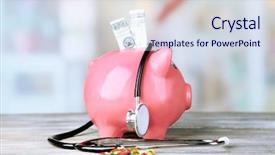  Presentation with light pink - Amazing PPT layouts having healthcare finance - pink piggy bank with stethoscope backdrop and a sky blue colored foreground