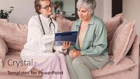  Presentation with medical information - Slides enhanced with healthcare-geriatric-medicine-medical-check background and a coral colored foreground