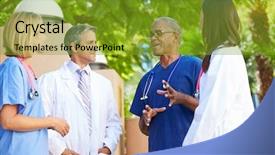  Presentation with team discussion - Beautiful PPT theme featuring green leaves on a purple backdrop and a dark gray colored foreground