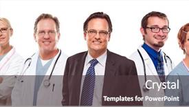  Presentation with nurses - Cool new presentation with healthcare group - smiling businessman with male backdrop and a  colored foreground