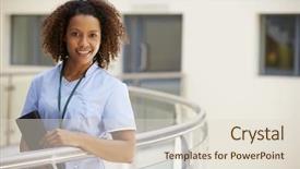  Presentation with digital hospital - Beautiful PPT layouts featuring healthcare happiness - portrait of female nurse backdrop and a lemonade colored foreground