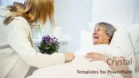  Presentation with hospital bed - Audience pleasing presentation design consisting of healthcare-in-hospital-concept-daughter backdrop and a lemonade colored foreground