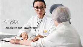  Presentation with medical clipboard - Amazing theme having healthcare-in-hospital-concept-female backdrop and a light gray colored foreground