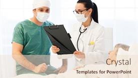  Presentation with hospital bed - Slides having healthcare-in-hospital-concept-male background and a lemonade colored foreground