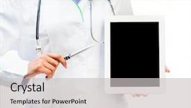  Presentation with digital pen - PPT theme consisting of digital tablet and pen isolated background and a light gray colored foreground
