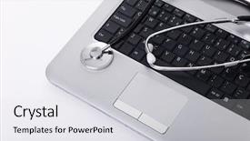  Presentation with maintenance - Slide set enhanced with online health - laptop with a stethoscope background and a light gray colored foreground