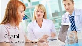  Presentation with medical laptop - Beautiful presentation theme featuring looking at results of medical backdrop and a soft green colored foreground