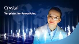  Presentation with communication non violonte - Slide set consisting of healthcare innovation - image of young woman scientist background and a navy blue colored foreground