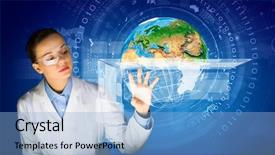  Presentation with scientist innovation - Audience pleasing presentation design consisting of healthcare innovation - image of young woman scientist backdrop and a light blue colored foreground