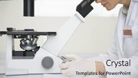  Presentation with scientist innovation - Colorful slide set enhanced with healthcare innovation - side view of a cropped backdrop and a light gray colored foreground