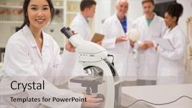  Presentation with medical student - Cool new slides with young medical student working backdrop and a light gray colored foreground