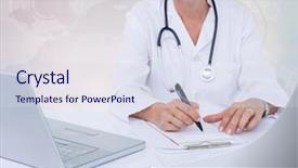  Presentation with digital healthcare - Slide deck with healthcare maps - digital composite image of doctor background and a  colored foreground