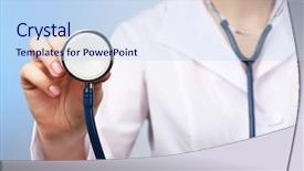  Presentation with marketing - Presentation theme enhanced with healthcare marketing - close-up of doctor hand background and a sky blue colored foreground