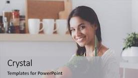  Presentation with grocery bag - Colorful presentation enhanced with healthcare marketing - young woman holding grocery shopping backdrop and a light gray colored foreground