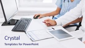  Presentation with medical technology healthcare - Slide set having healthcare medical and technology concept background and a sky blue colored foreground