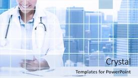  Presentation with medical technology healthcare - Slide set having healthcare medical and technology concept background and a light blue colored foreground