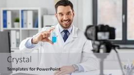  Presentation with hand sanitizer - Beautiful slide set featuring healthcare-medicine-and-blogging-concept backdrop and a light gray colored foreground