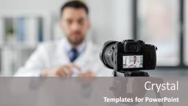  Presentation with hand sanitizer - Slide deck enhanced with healthcare-medicine-and-blogging-concept background and a gray colored foreground