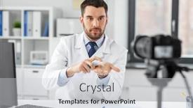  Presentation with hand sanitizer - Beautiful presentation theme featuring healthcare-medicine-and-blogging-concept backdrop and a light gray colored foreground