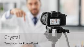  Presentation with medicine - Presentation theme with healthcare-medicine-and-blogging-concept background and a light gray colored foreground