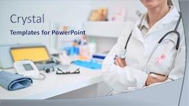  Presentation with breast cancer - Beautiful slide deck featuring healthcare-medicine-and-breast-cancer backdrop and a sky blue colored foreground