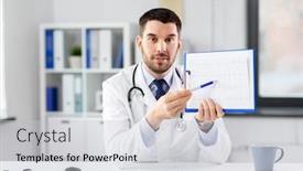  Presentation with video conference - PPT theme with healthcare-medicine-and-people-concept background and a light gray colored foreground