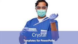  Presentation with making medicine - Presentation design with healthcare-medicine-and-science-concept background and a teal colored foreground