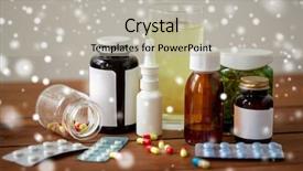  Presentation with syrup drugs - Cool new PPT theme with healthcare medicine and drugs concept backdrop and a light gray colored foreground