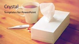  Presentation with tea cup - Colorful slide set enhanced with healthcare medicine flu and treatment backdrop and a lemonade colored foreground