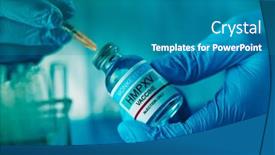  Presentation with surgical gloves - Presentation enhanced with healthcare-or-laboratory-worker-man background and a teal colored foreground