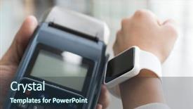  Presentation with nfc - Colorful PPT theme enhanced with healthcare payments - woman using smartwatch pay backdrop and a tawny brown colored foreground