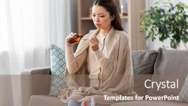  Presentation with medicine syrup - Cool new PPT theme with healthcare-people-and-medicine-concept backdrop and a violet colored foreground