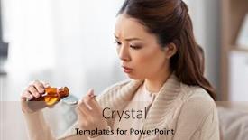  Presentation with medicine syrup - Slide set enhanced with healthcare-people-and-medicine-concept background and a coral colored foreground